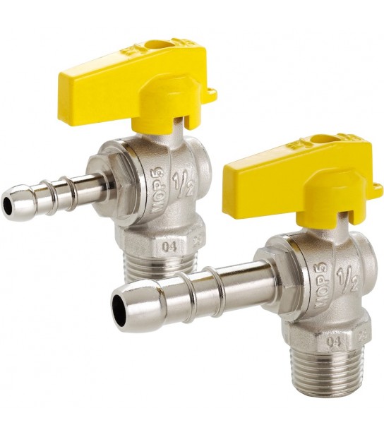 Rubinetto Gas A Sfera Maschio Con Portagomma A Squadro Fiv 1/2 X D.9 Mm - Gpl