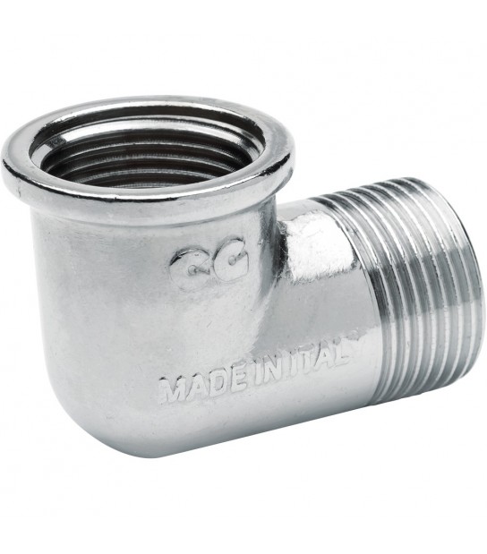 Gomito Maschio/Femmina In Ottone Cromato 3/8