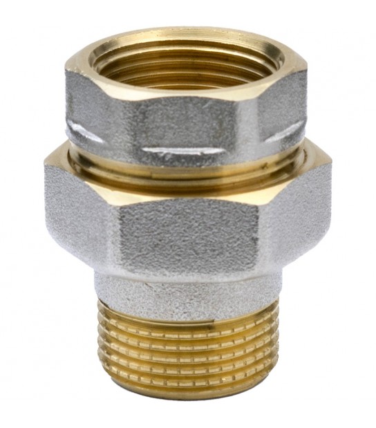 Raccordo Diritto 3 Pezzi Maschio/Femmina In Ottone Nichelato 11/4