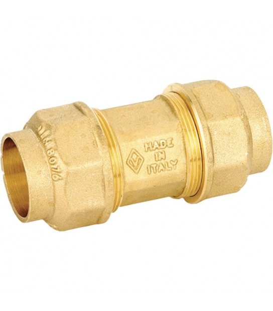 Raccordo Diritto Doppio In Ottone A Compressione Per Tubo Pe/Pehd/Pex Valvofit D.32 X D.32 Mm