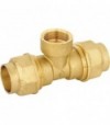 Tee Femmina In Ottone A Compressione Per Tubo Pe/Pehd/Pex Valvofit D.20 X 1/2 F X D.20