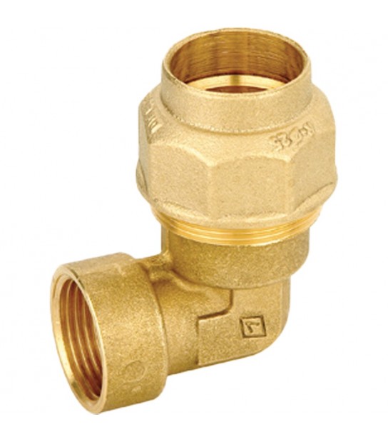 Gomito Femmina In Ottone A Compressione Per Tubo Pe/Pehd/Pex Valvofit D.50 X 11/2 F