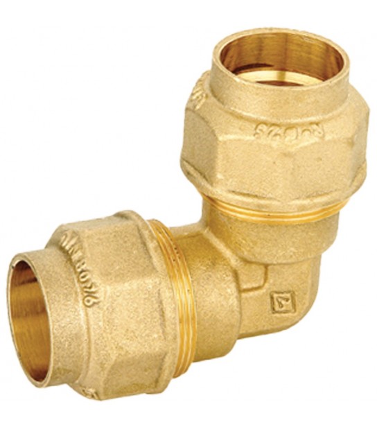 Gomito Doppio In Ottone A Compressione Per Tubo Pe/Pehd/Pex Valvofit D.25 X 25 Mm