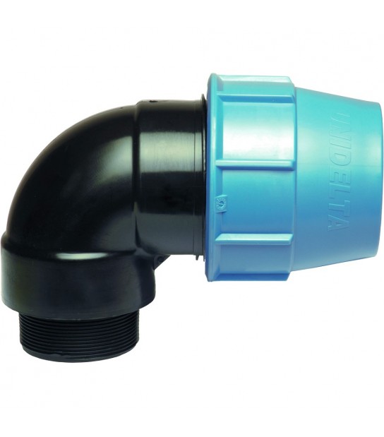 Gomito Maschio A Compressione Per Tubo Polietilene Unidelta D.25 X 1/2M - Pn16