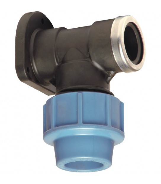 Gomito A Compressione Femmina Flangiato Per Tubo Polietilene Unidelta D.25 X 3/4F - Pn16