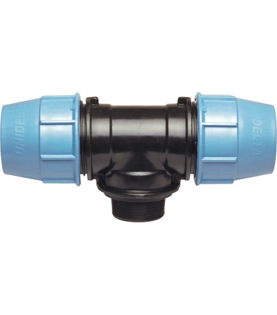 Tee Con Derivazione Maschio A Compressione Per Tubo Polietilene Unidelta D.20 X 1/2M X D.20 - Pn16