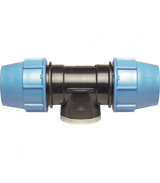 Tee Con Derivazione Femmina A Compressione Per Tubo Polietilene Unidelta D.32 X 3/4 X D.32 - Pn16