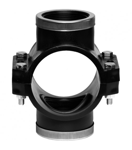 Presa A Staffa Doppia Pn10 Con Anello Di Rinforzo In Acciaio Inox Unidelta D.50 X 3/4F - 4 Fori