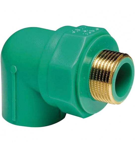 Gomito A 90° Filettato Maschio In Ppr Verde Pn25 D.32 X 3/4M