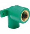 Gomito Filettato Femmina Con Staffa In Ppr Verde Pn25 D.20 X 1/2F