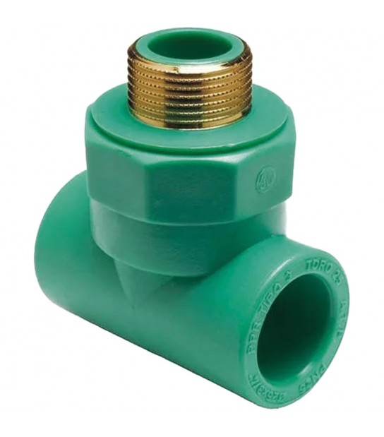 Tee Filettato Maschio In Ppr Verde Pn 25 D.25 X 3/4M X D.25