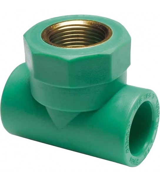 Tee Filettato Femmina In Ppr Verde Pn25 D.25 X 1/2F X D.25