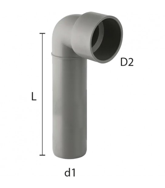 Curva Tecnica A Innesto Prolungata Senza Morsetto Bamplast D.40 X D.50 - L.158 Mm