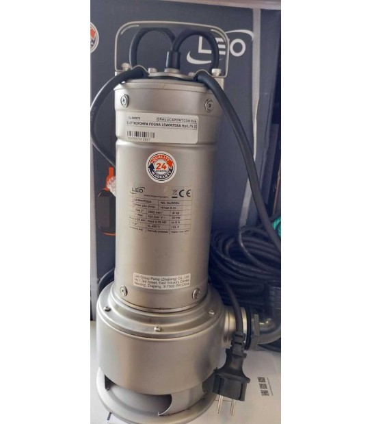 Leo Pumps Elettropompa Sommersa per Fogna LSWm75SA Hp 0.75