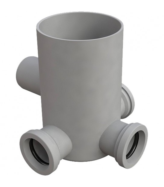 Pozzetto Wc Pavimento A Innesto D.100 In Pp Grigio H.170 - 3E. D.40 X 1U. D.50