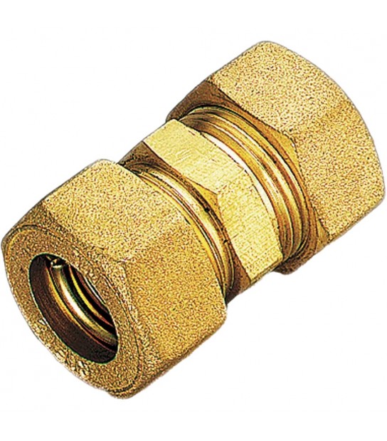 Raccordo Diritto Doppio A Compressione Con O-Ring Per Tubo Rame Tiemme D.12 X D.12 Mm