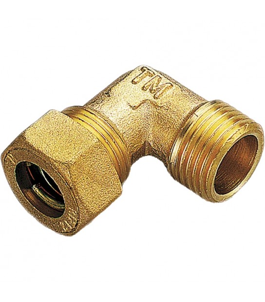 Gomito Maschio A Compressione Con O-Ring Per Tubo Rame Tiemme D.10 X 1/2