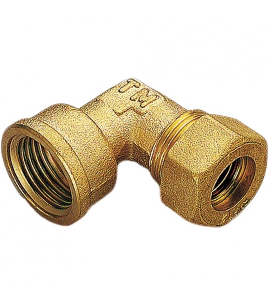 Gomito Femmina A Compressione Con O-Ring Per Tubo Rame Tiemme D.10 X 1/2