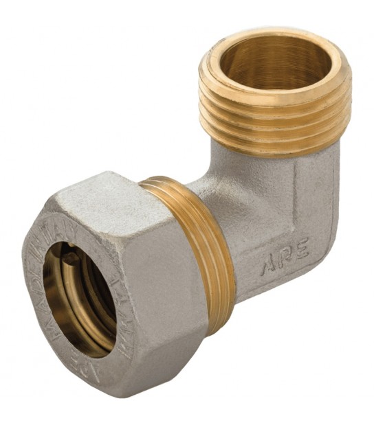 Gomito Maschio A Compressione O-Ring Per Tubo Rame Ape D.28 X 1