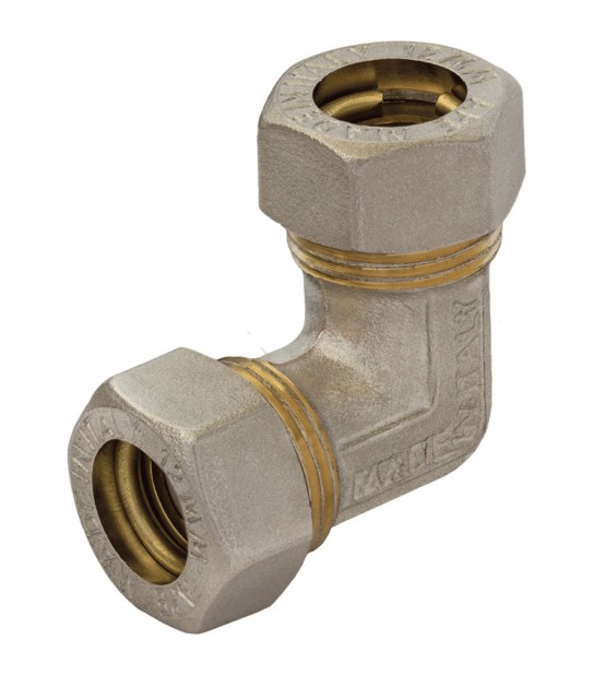 Gomito Doppio A Compressione O-Ring Per Tubo Rame Ape D.16 X D.16 Mm