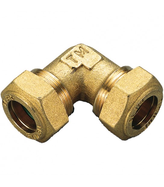 Raccordo Curvo Doppio A Compressione Con O-Ring Giallo Per Gas Tiemme D.12 X D.12 Mm