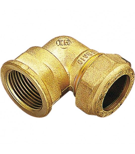 Raccordo Curvo Femmina A Compressione Con Ogiva In Ottone Per Tubo Rame Tiemme D.22 X 3/4