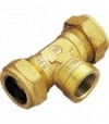 Tee Femmina A Compressione Con Ogiva In Ottone Per Tubo Rame Tiemme D.22 X 3/4 X D.22
