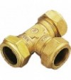 Tee Con 3 Dadi A Compressione Con Ogiva In Ottone Per Tubo Rame Tiemme D.22 X D.22 X D.22