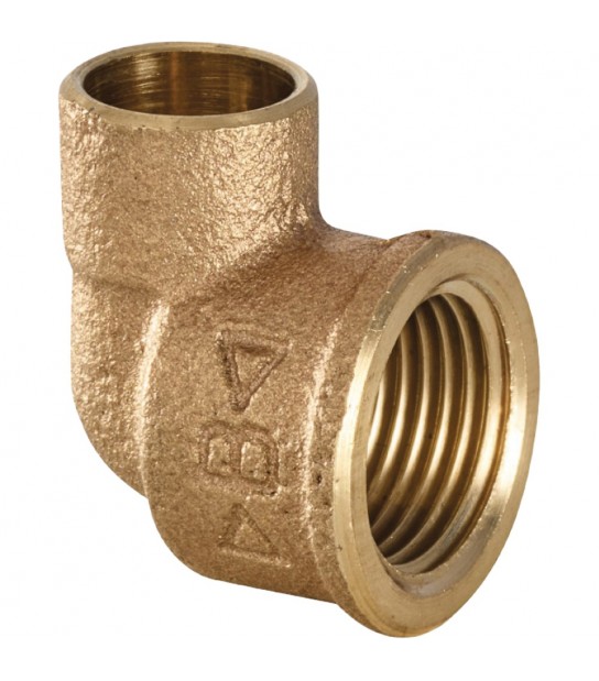 Gomito A 90° Filettato Femmina In Bronzo A Saldare D.28 X 3/4
