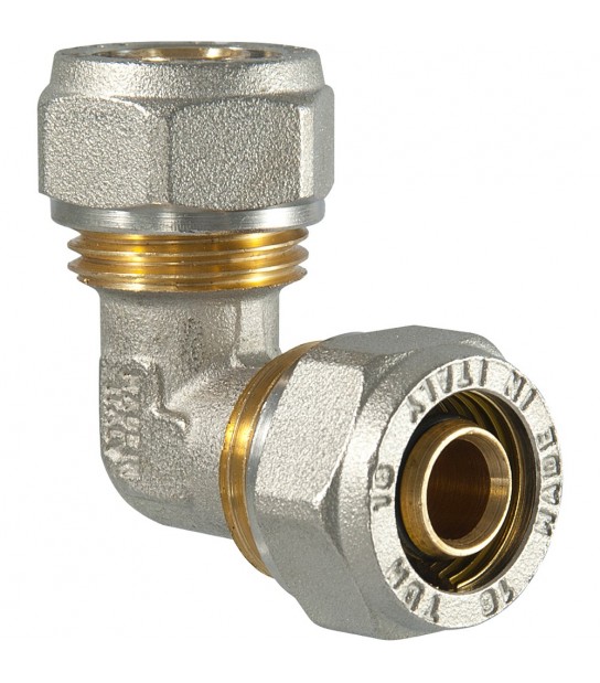 Raccordo Curvo Doppio A Compressione Per Tubo Multistrato Tdm D.16 X D.16 (2,0) Mm