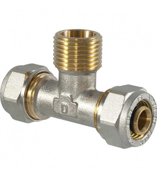 Tee Maschio A Compressione Per Tubo Multistrato Tdm D.20 X 1/2 X D.20 (2,0) Mm