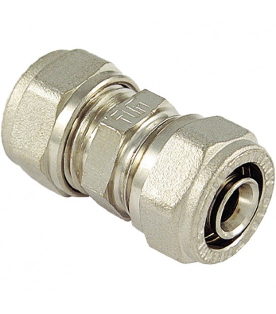 Raccordo Diritto Doppio Ridotto A Compressione Per Tubo Multistrato Tm D.20X2,0 - D.16X2,0 Mm