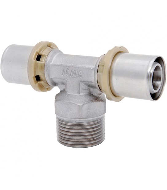 Tee Maschio A Pressare Per Tubo Multistrato Icma D.26 X 3/4 X D.26