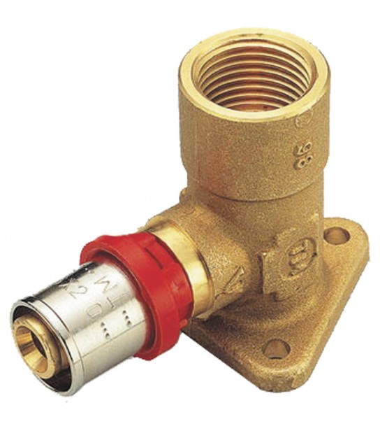 Gomito Femmina Flangiato A Pressare Per Tubo Multistrato Tiemme D.20 X 1/2 - H.40 Mm