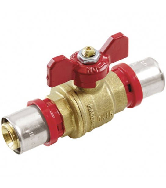 Valvola A Sfera Con Leva A Farfalla A Pressare Per Tubo Multistrato Tiemme D.26 X D.26