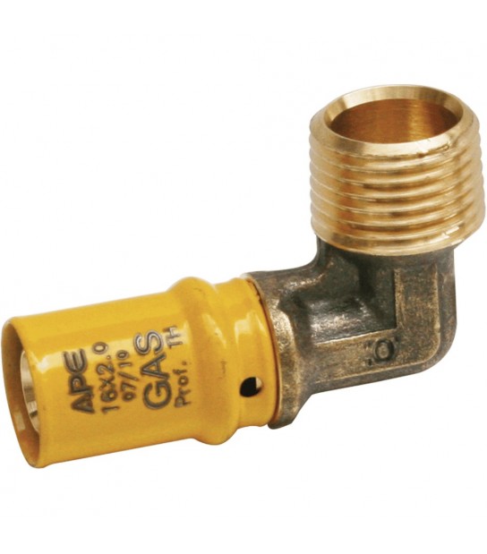 Raccordo A Pressare Curvo Maschio Per Multistrato Gas Ape 3/4 X D.20 (2,00 Mm)