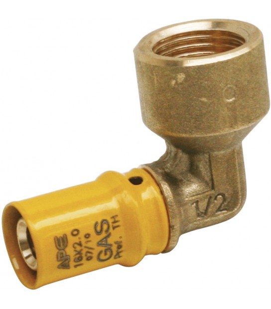 Raccordo A Pressare Curvo Femmina Per Multistrato Gas Ape 3/4 X D.26 (3,00 Mm)