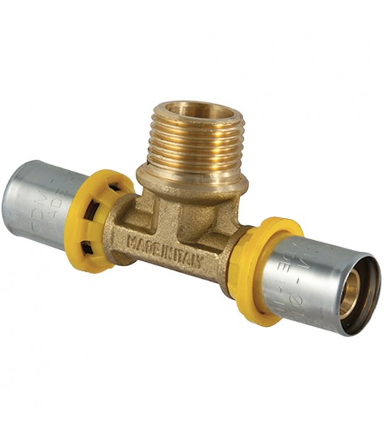 Tee Maschio A Pressare Per Tubo Multistrato Acqua E Gas Tdm D.16 X 1/2 X D.16 Mm