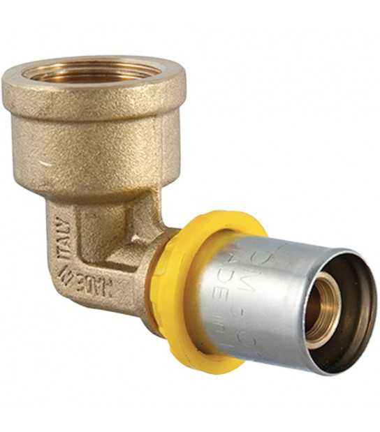 Raccordo Curvo Femmina A Pressare Per Tubo Multistrato Acqua E Gas Tdm 1/2 X D.20 Mm