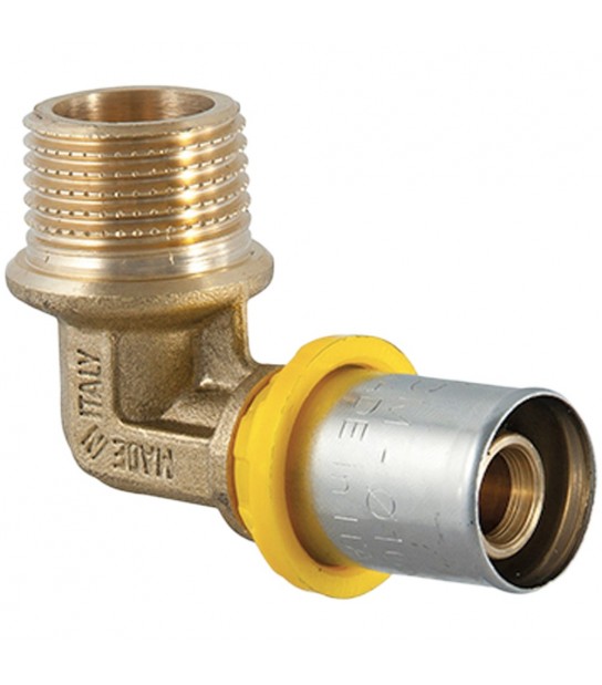 Raccordo Curvo Maschio A Pressare Per Tubo Multistrato Acqua E Gas Tdm 1/2 X D.16 Mm