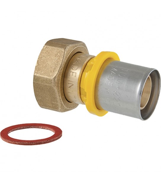 Adattatore A Sede Piana Con Dado Girevole A Pressare Per Tubo Multistrato Acqua E Gas Tdm 1 X 32 Mm