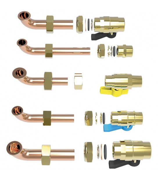 Kit Allaccio Idraulico Con Rubinetti Per Caldaia A Condensazione Ferroli 5 Tubi