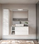 Legnobagno Express Cubik 06 101cm Bianco Larix - Eucalipto Grigio