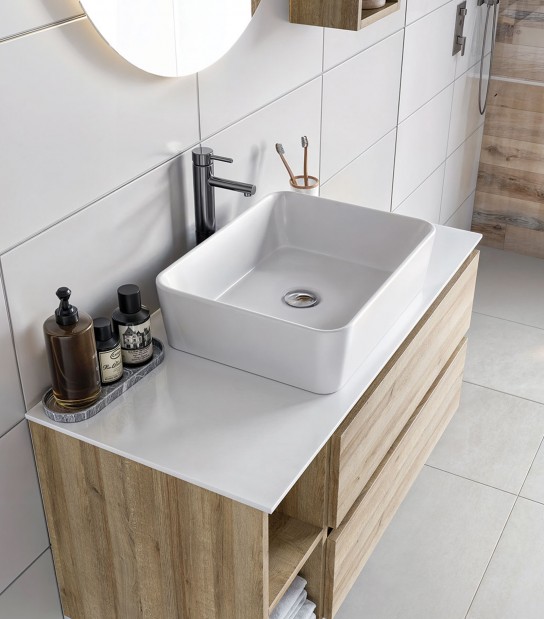 Legnobagno Express Lavabo da Appoggio in Ceramica Game 48,5x37,5cm Bianco Lucido