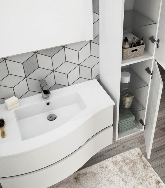 Legnobagno Express Lavabo in Resina Flex 91 SX Bianco Lucido