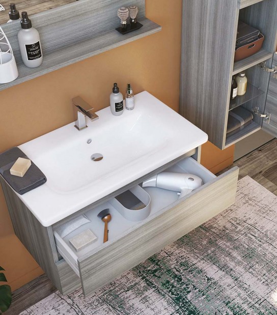 Legnobagno Express Lavabo in Ceramica Soft 80 Bianco Lucido