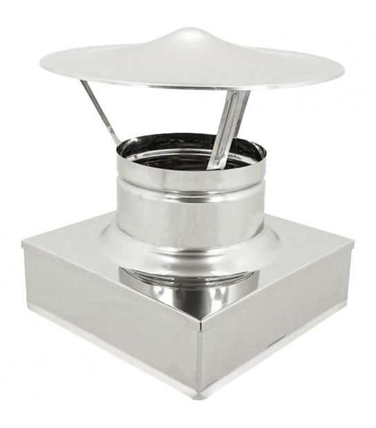 Fumaiolo A Cappello Cinese Quadrato Inox Monoparete 320 X 320 Mm