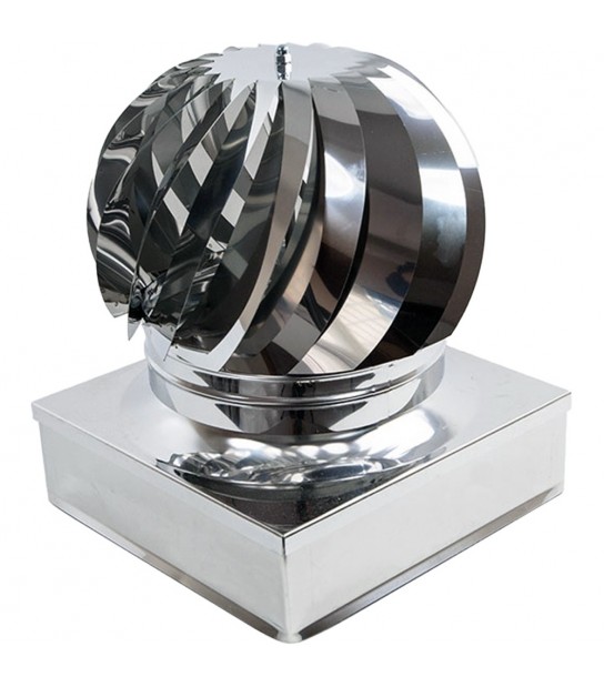 Fumaiolo Eolico Quadrato Inox Monoparete 370 X 370 Mm