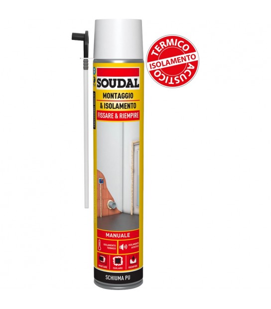 Schiuma Poliuretanica Per Montaggio E Isolamento Fissare E Riempire Soudal 750 Ml - Per Pistola