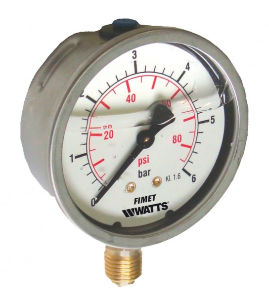 Manometro D. 63 A Bagno Di Glicerina Laterale 0 - 6 Bar/Psi G 1/4